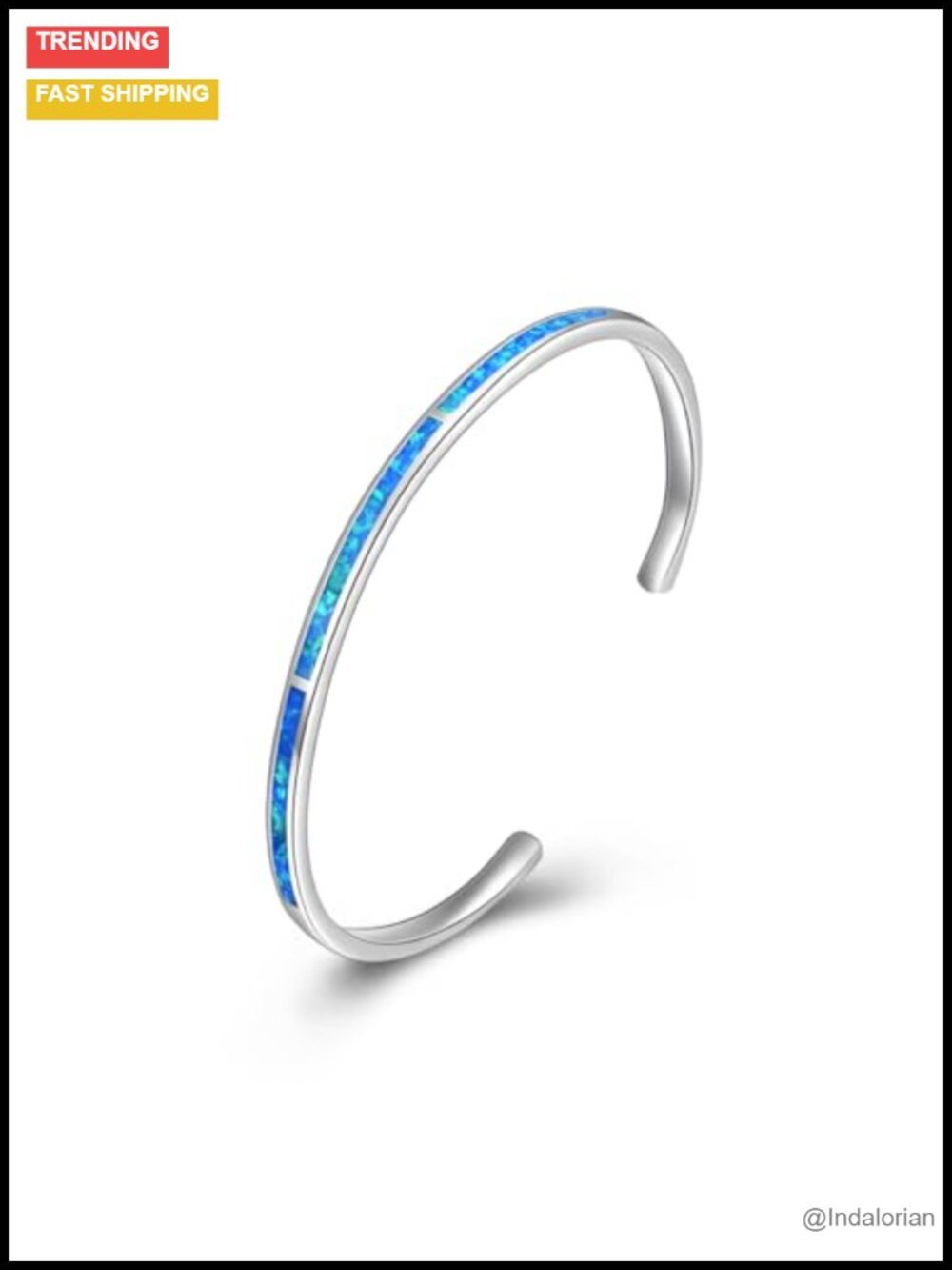 Sterling Silver Opal Cuff Bangle Bracelet Women Gift
